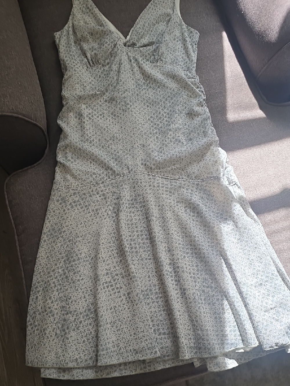 Light Blue Floral V-Neck Midi Dress